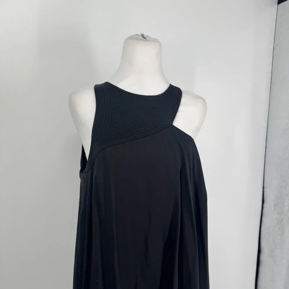 Anthropologie Black Asymmetrical Geometric Neckline Mini Dress - 10P - Picture 4 of 12